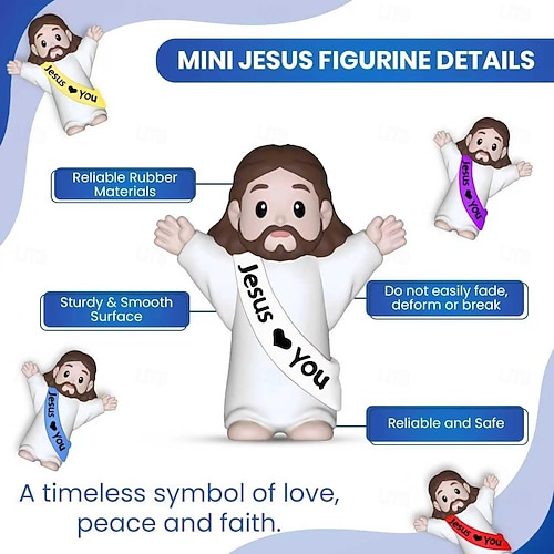  50/100pcs Little Jesus Figures,Mini Jesus Figurines Easter Gift Tiny Statues for Easter Egg Stuffers,Religious Gifts,Parties,Baptism Gifts,Multicolor Miniature Decorations,Hide and Seek Figurines