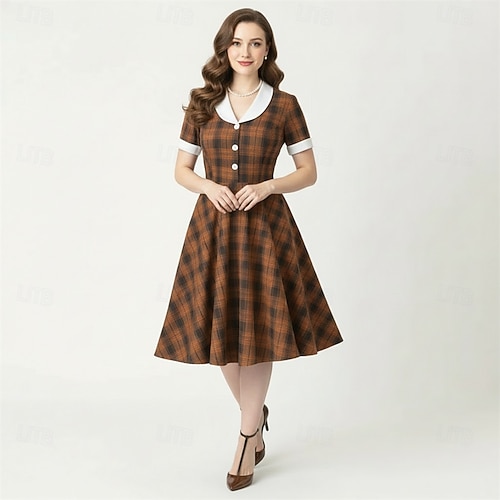 brown rockabilly dress Deep Purple Sprinkles