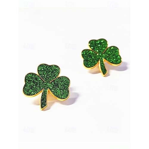  Women's St. Patrick's Day Shamrock Brooch Pin Set, Alloy Material w, 4-Piece Clover Pin Set, Elegant & Festive Irish Style for Hats, Jackets, Bags, Parades, Parties & Holiday Celebrations