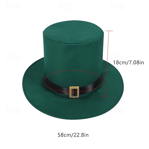  St. Patrick 2026 Leprechaun Clover Irish Carnival Fancy Costume Tailcoat Top Hat Medieval Adults' Men's Carnival Saint Patrick's Day Party Easy Carnival Costume Dress Up