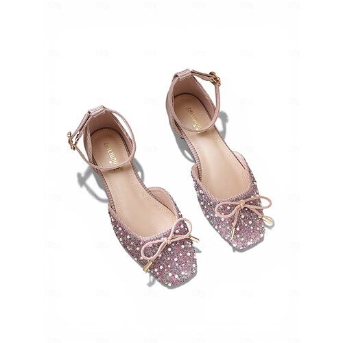 Women's Green Rhinestone Ballet Flats - Sparkly Bow Ankle Strap Dress Shoes  for St. Patrick's Day Celebration, Irish Festival & Party Wear 2026 - $42.99