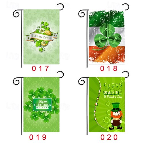 EKOREST Drapeau De Jardin Saint-Patrick – Trèfle Porte-bonheur à Pois – Toile De Jute – 31,8 X 45,7 Cm