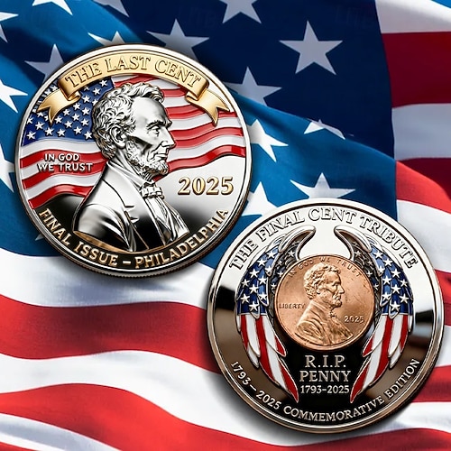  Памятная монета «Последний цент» — в честь 232 лет службы, металлическая памятная монета «Последний цент» Линкольна, коллекционная монета-посвящение, памятная монета по американской истории, позолоченный сувенир.