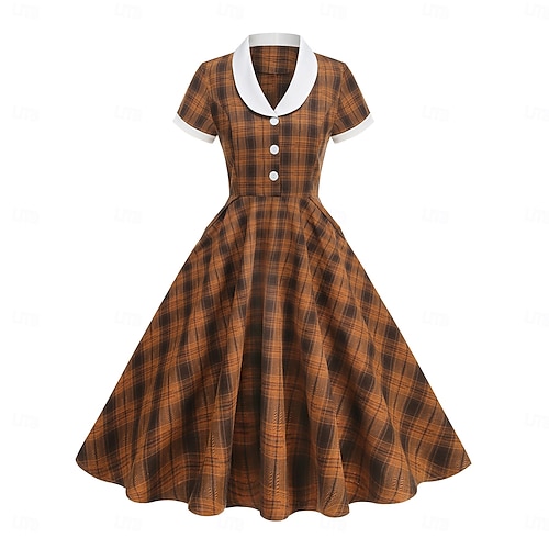 Rockabilly Midi A Line Dress Short Sleeves Fit & Flare Fancy Dress Women's  Carnival Valentine's Day Casual Homecoming Retro Theme Party Adults' Dress  Spring 2026 - kr.439