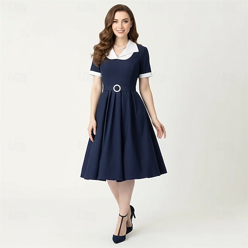 Rockabilly Midi A Line Dress Short Sleeves Fit & Flare Fancy Dress Women's  Carnival Valentine's Day Casual Homecoming Retro Theme Party Adults' Dress  Spring 2026 - $50.99