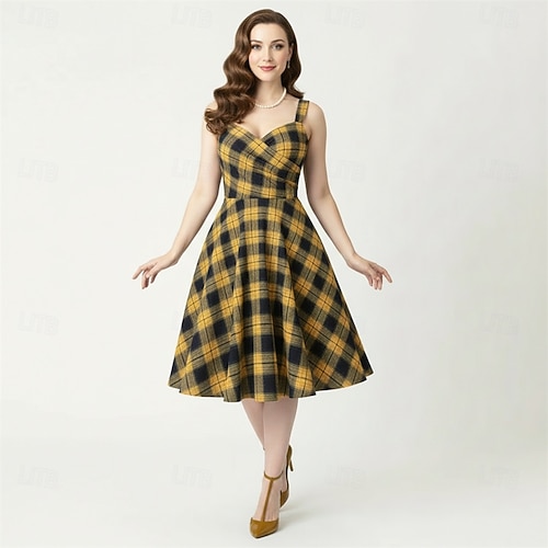Rockabilly Midi A Line Dress Sleeveless Fit & Flare Fancy Dress Women's  Carnival Valentine's Day Casual Homecoming Retro Theme Party Adults' Dress  Summer Spring 2026 - $49.99