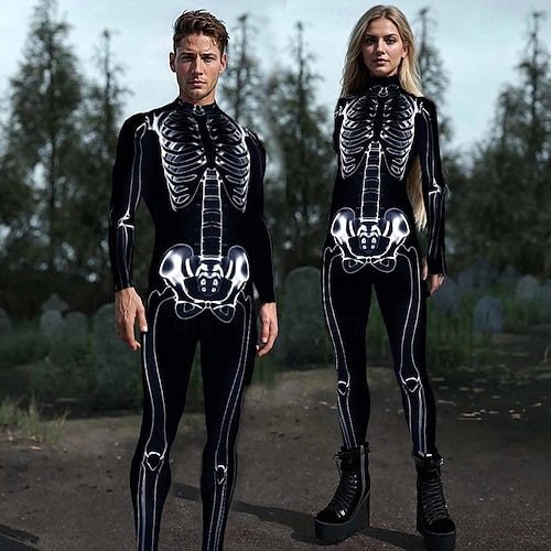 Full Body Suit Skull Skeleton Cosplay Costume Bodysuits Halloween Group  Couples Costumes Scary Costume Kid's Adults' Men's Women's Halloween  Carnival Masquerade Easy Halloween Costumes Dress Up 2026 - JOD JD28.85