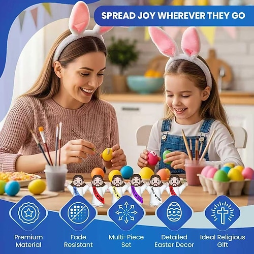  50/100pcs Little Jesus Figures,Mini Jesus Figurines Easter Gift Tiny Statues for Easter Egg Stuffers,Religious Gifts,Parties,Baptism Gifts,Multicolor Miniature Decorations,Hide and Seek Figurines