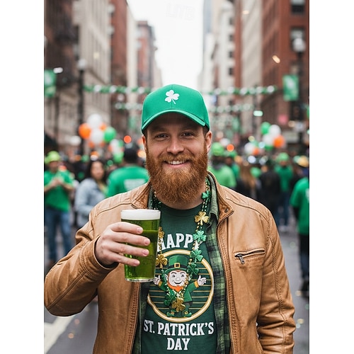  Men's St. Patrick's Day Green Baseball Cap with Shamrock – Stylish Adjustable Hat for Festive Occasions