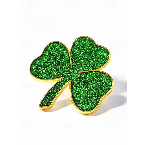  Women's St. Patrick's Day Shamrock Brooch Pin Set, Alloy Material w, 4-Piece Clover Pin Set, Elegant & Festive Irish Style for Hats, Jackets, Bags, Parades, Parties & Holiday Celebrations