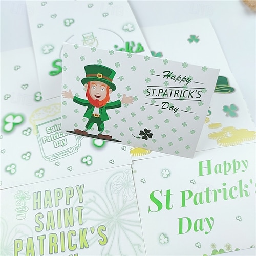  St. Patrick's Day Greeting Cards Bulk - Pack Assorted Cards, 6 Unique Leprechaun & Shamrock Designs, Blank Inside for Personal Messages, Festive Irish Holiday Note Cards for Friends & Family