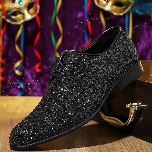 Men's Mardi Gras Glitter Purple Party Shoes, Sparkling Lace-Up Dress Shoes,  Fashionable Design with Metallic Detailing, Perfect for Carnival, Festival,  and Special Occasions 2026 - AU $69.99