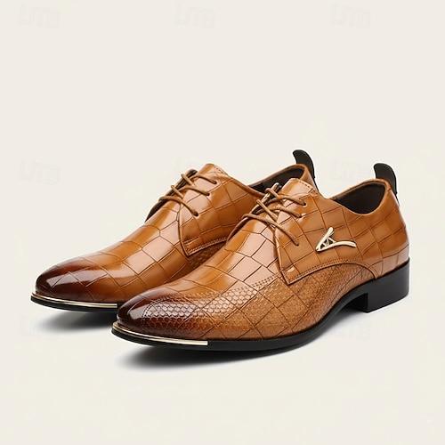 Classic Brown Crocodile Pattern Men\'s Oxfords (no brand) Men main image 4