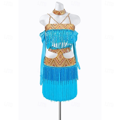 blue sequin dance dress Kids Western Dance Dress  Sequin Costume for Performance   fancydresswale.com