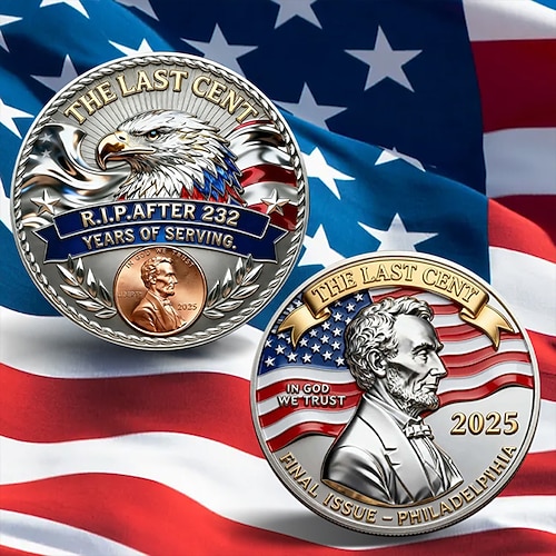 l'ultima moneta commemorativa da un centesimo in metallo 1909-2025, gettone commemorativo dell'ultimo penny di Lincoln, omaggio storico emissione fina