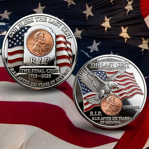 l'ultima moneta commemorativa da un centesimo in metallo 1909-2025, gettone commemorativo dell'ultimo penny di Lincoln, omaggio storico emissione fina