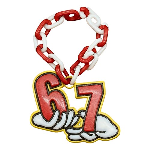 Accessori elfo 67 stampati in 3D, catena elfo 67, festa 67 stampata in 3D, catena spirito 67, rossa catena di plastica bianca, 67 elfi sugli accessori