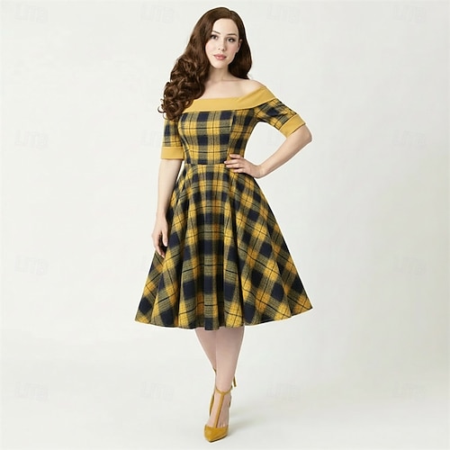 Rockabilly Midi A Line Dress Short Sleeves Fit & Flare Fancy Dress Women's  Carnival Valentine's Day Casual Homecoming Retro Theme Party Adults' Dress  Spring 2026 - $51.99