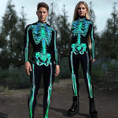 Full Body Suit Skull Skeleton Cosplay Costume Bodysuits Halloween Group  Couples Costumes Scary Costume Kid's Adults' Men's Women's Halloween  Carnival Masquerade Easy Halloween Costumes Dress Up 2026 - $33.99