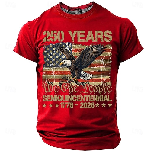  Amerika 250. évfordulója Férfi Amerikai amerikai zászló Sas Póló Rövid ujjú póló 3D nyomtatás Terített nyak Ing Napi Katonai Napi Utca Medence Heather Grey Fekete Nyár Tavasz Ruházat S M L XL XXL XXXL