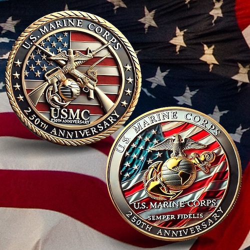  250th Anniversary U.S. Commemorative Coin, Collectible Coins, Durable Metal Display Coins for Collectors & Gift Idea, Patriotic Military Theme Semiquincentennial