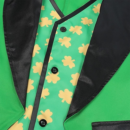  St. Patrick 2026 Elf Irish Carnival Outfits Tailcoat Outfits Adults' Men's Carnival Mardi Gras Saint Patrick's Day Party Festival Easy Carnival Costume Dress Up