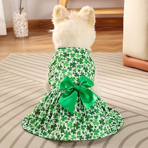 Dog St. Patrick's Day Green Bow Shamrock Costume Dress Funny Party Skirt  2026 - kr.149