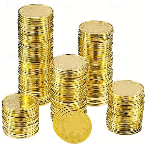  20pcs St Patrick's Day Game Tokens & Coins Ireland Green Shamrock Plastic luck Coins