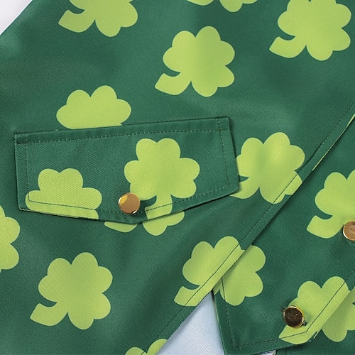  St. Patrick 2026 Leprechaun Clover Irish Carnival Fancy Costume Tailcoat Top Hat Medieval Adults' Men's Carnival Saint Patrick's Day Party Easy Carnival Costume Dress Up