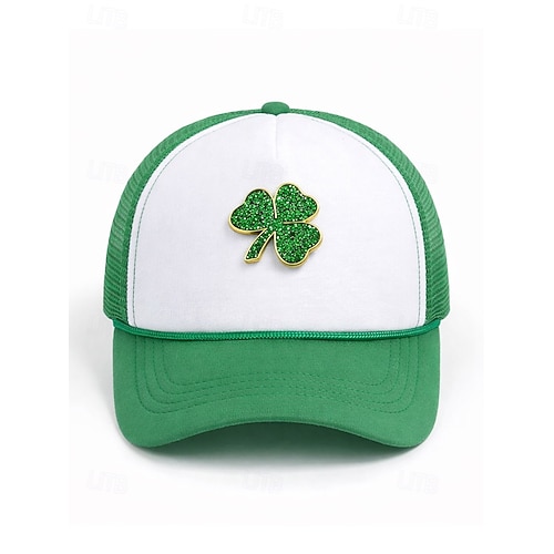  Women's St. Patrick's Day Shamrock Brooch Pin Set, Alloy Material w, 4-Piece Clover Pin Set, Elegant & Festive Irish Style for Hats, Jackets, Bags, Parades, Parties & Holiday Celebrations