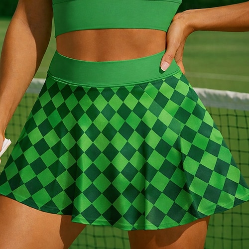  Svatý Patrik Dámské Ležérní sukně Tenisová sukně Stylové Potisk Ochrana proti UV záření Elastický Tenis Pickleball Běh Spodní část oděvu Zelená Oblečení na tenis