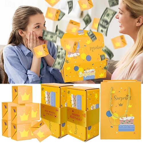 JINSTABAG Scatola Regalo A Sorpresa Per Soldi Fai Da Te: L'idea Regalo Originale Che Salta Fuori! Con Coriandoli, Completa Di Nastri, Perfetta Per Compleanni E San Valentino (Rosso)