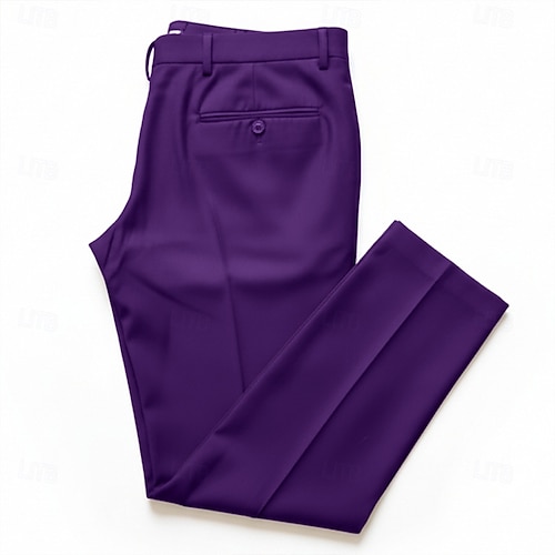 Men's Dress Pants Long Solid Color Regular Fit purple 2026 - $56.99