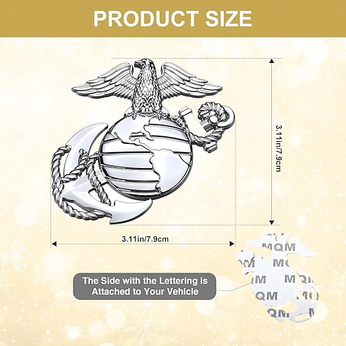  Sada 4 kusů emblému americké námořní pěchoty na auto – 3D orel, glóbus, kotva, kovová samolepka, voděodolná vojenská samolepka, univerzální pro auta, nákladní vozy, dárky pro veterány. &příznivci