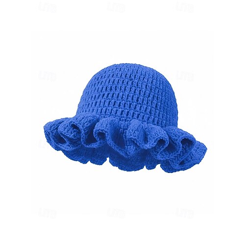 Chic Blue Ruffled Women\'s Hat Royal Blue Crochet Ruffle Hat - handmade with love... | Depop main image 2