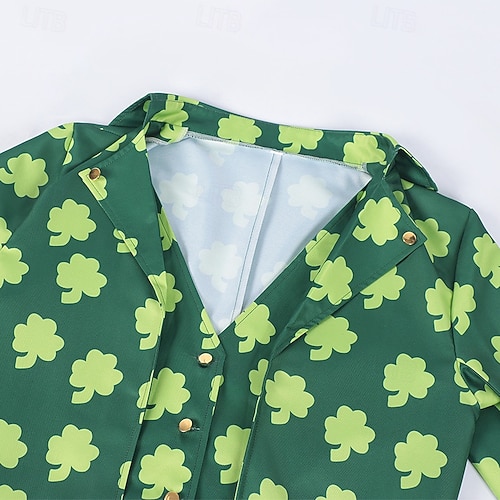  St. Patrick 2026 Leprechaun Clover Irish Carnival Fancy Costume Tailcoat Top Hat Medieval Adults' Men's Carnival Saint Patrick's Day Party Easy Carnival Costume Dress Up