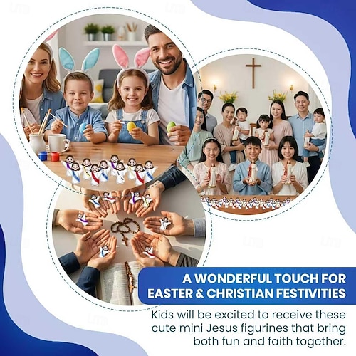  50/100pcs Little Jesus Figures,Mini Jesus Figurines Easter Gift Tiny Statues for Easter Egg Stuffers,Religious Gifts,Parties,Baptism Gifts,Multicolor Miniature Decorations,Hide and Seek Figurines