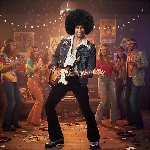 Peluca Rizada Corta Afro – Estilo Hippie Y Payaso, Transpirable Y Cómoda, Ideal Para Halloween Y Fiestas Temáticas
