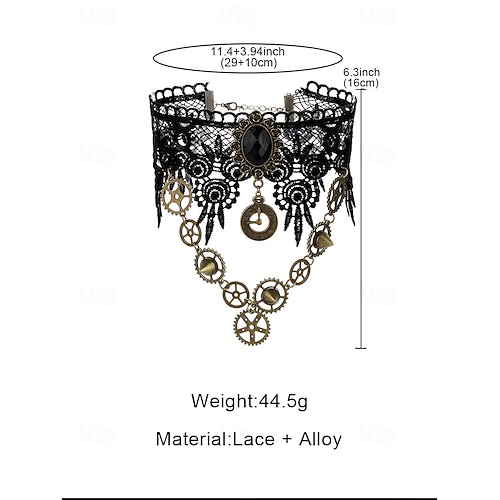 KOQAIIZ Choker Gothic, Gotica Collana-Maschera-Guanti Set, Collane Girocollo Di Pizzo, Girocollo In Pizzo Punk Rock, per Donne Ragazze Carnevale Halloween Natale Cosplay Party