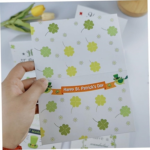  St. Patrick's Day Greeting Cards, Set of 6 Assorted Designs, Bulk luck Shamrock Note Cards for Irish Holiday Greetings, for Friends and Family