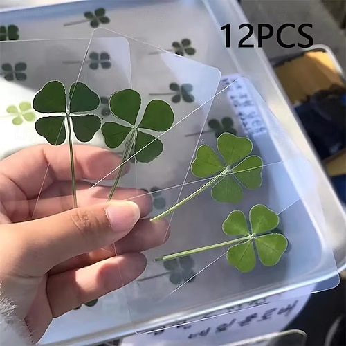  Set of 12 St. Patrick 2026 luck Four-Leaf Clover Cards Transparent design suitable for birthdays and weddings St Patrick's Day-themed decorations