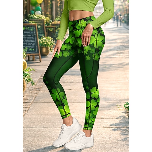  Svatý Patrik Dámské legíny na pilates Fitness kalhoty Legíny na cvičení Kapsy Kolkovné Boční kapsy Pilates Tělocvična Cvičení v tělocvičně Kalhoty Cyklistické kalhoty Legíny Květiny Trávová zelená
