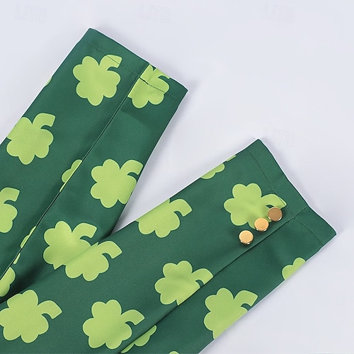  St. Patrick 2026 Leprechaun Clover Irish Carnival Fancy Costume Tailcoat Top Hat Medieval Adults' Men's Carnival Saint Patrick's Day Party Easy Carnival Costume Dress Up