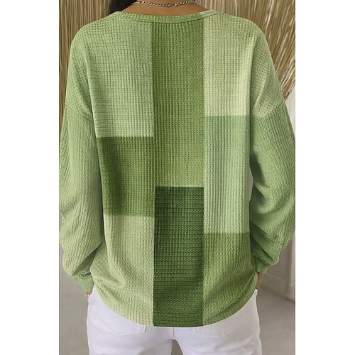  Women's Pullover Sweatshirt Graphic Geometric Elegant Fashion Work Long Sleeve Crew Neck Regular Tops Casual Home Work Buttons White Pink Orange Green Spring Fall Winter