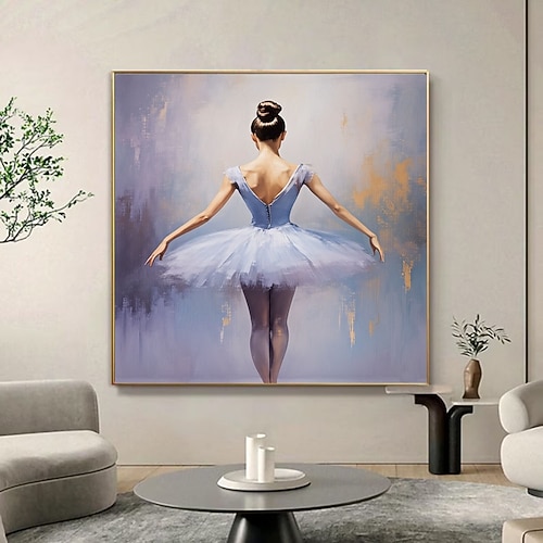 バレエダンサーの油絵 オリジナルバレエ壁アート 黒人バレリーナ 油絵