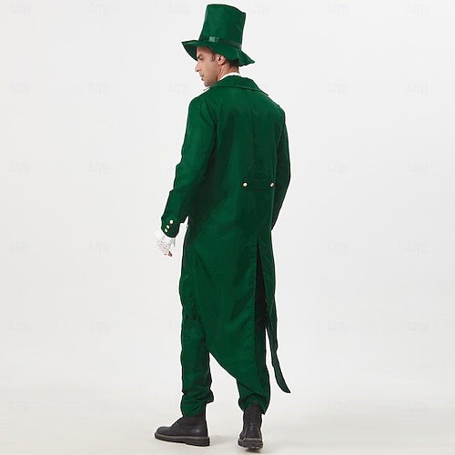 St. Patrick 2026 Elf Irish Carnival Outfits Tailcoat Outfits Adults' Men's Carnival Mardi Gras Saint Patrick's Day Party Festival Easy Carnival Costume Dress Up