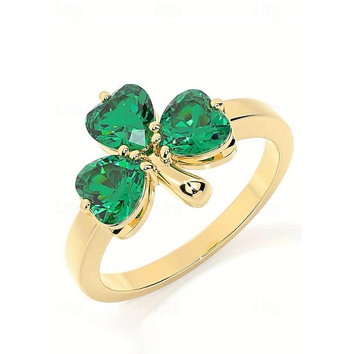  Women's St. Patrick's Day Shamrock Clover Ring, Copper Material, Elegant Lucky Irish Style Jewelry for Ladies, Perfect for Holiday Celebrations, Parades, Parties & Festive Wear