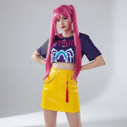  K-pop-inspiroima Korealainen idoli inspiroima Poptähti Asu Naamiaisasut Virtuaalinen idoli for Naisten Aikuiset Halloween Karnevaali Suoritus Comic Con Anime-näyttely