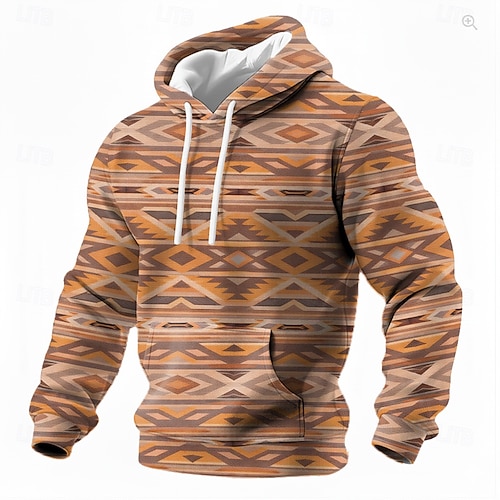 hooded pullover tribal print hoodie