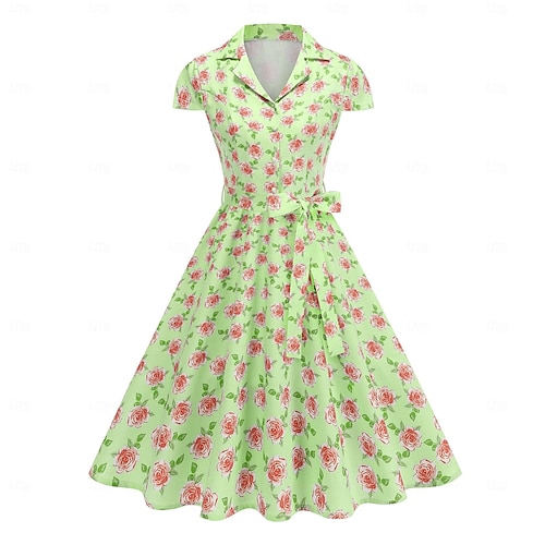 vintage floral fit and flare dress Ruffle Embellished Stripe Flare Denim Dress In Light Wash MEDIUM main image 0